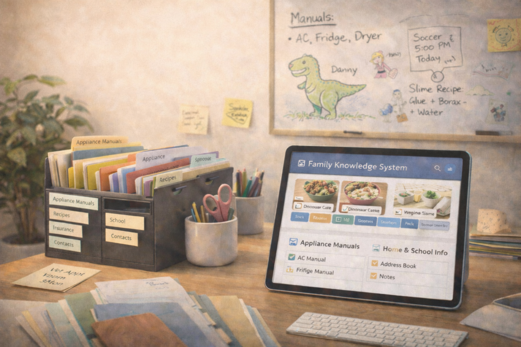 Family managing information system with organized knowledge