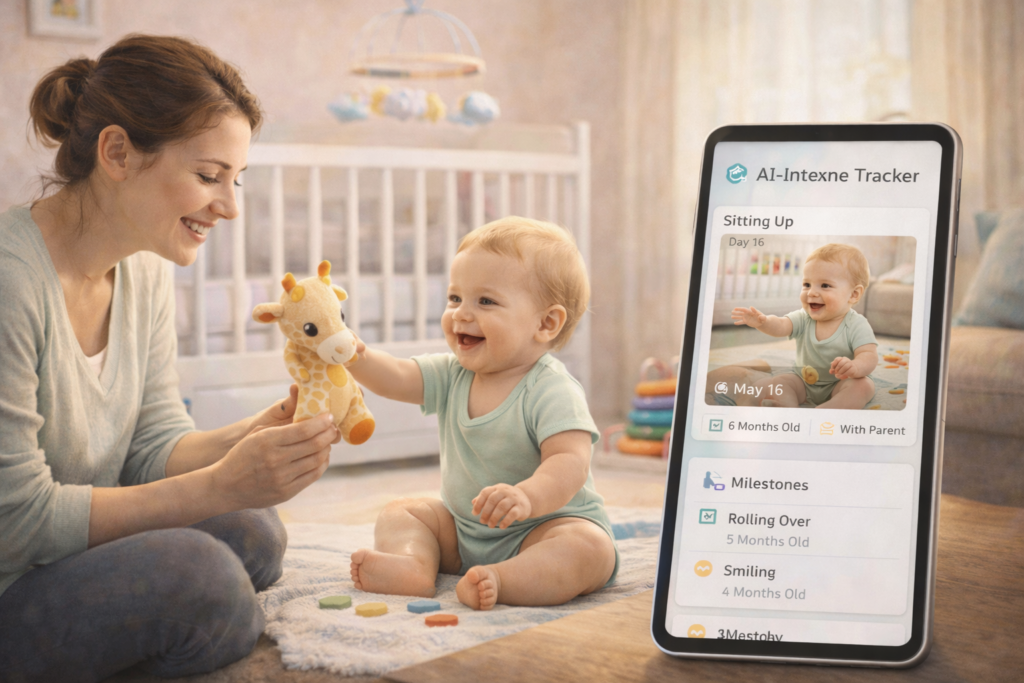 Parent celebrating baby milestone moment